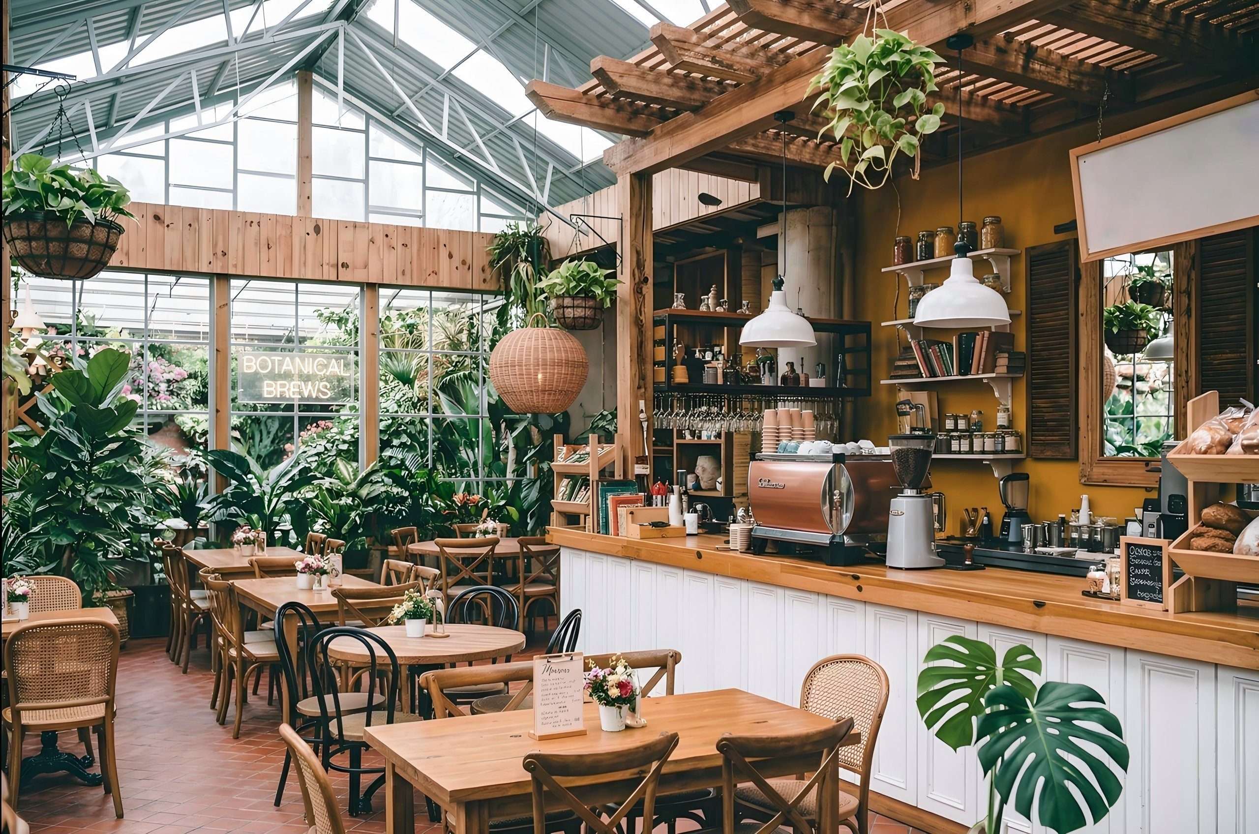 Open air cafe terrace tropical dining Southeast Asia